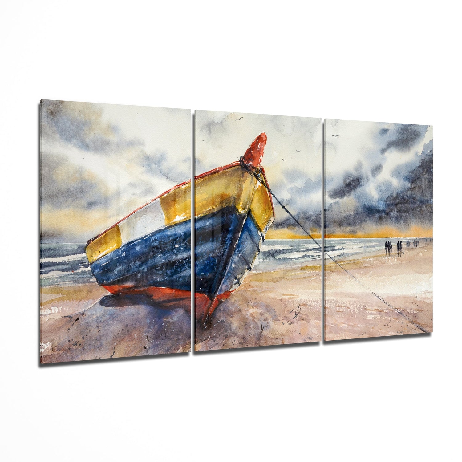 Abandoned Boat glass wall art 3-piece set