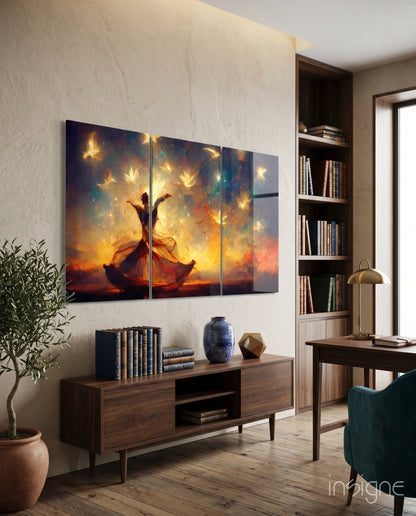 Under the Stars glass wall art night sky print
