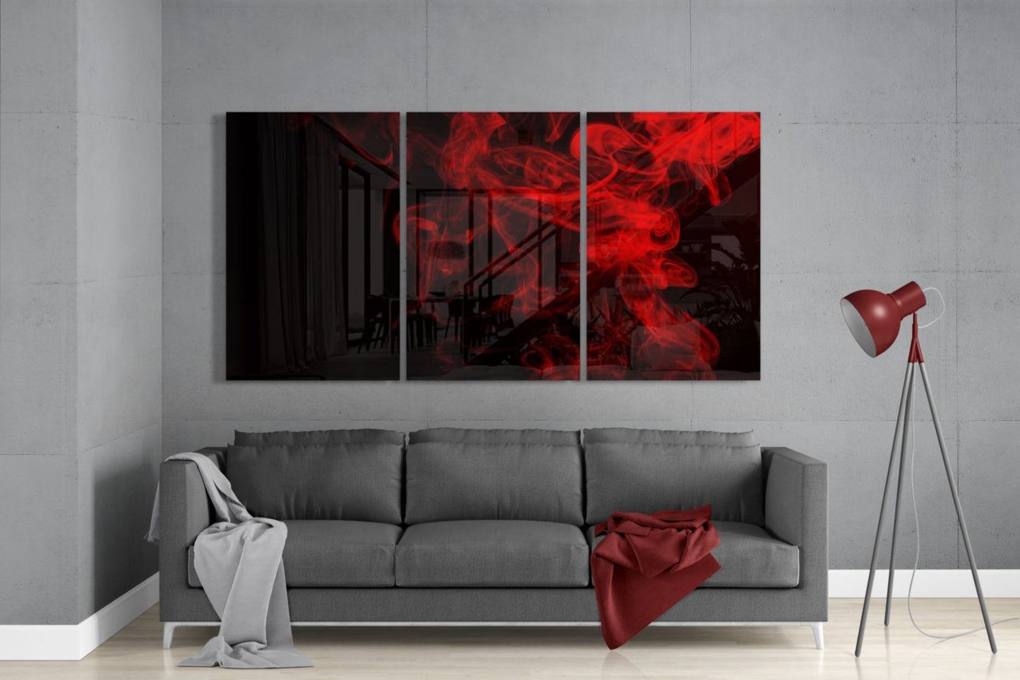 Red Smoke Glass Wall Art