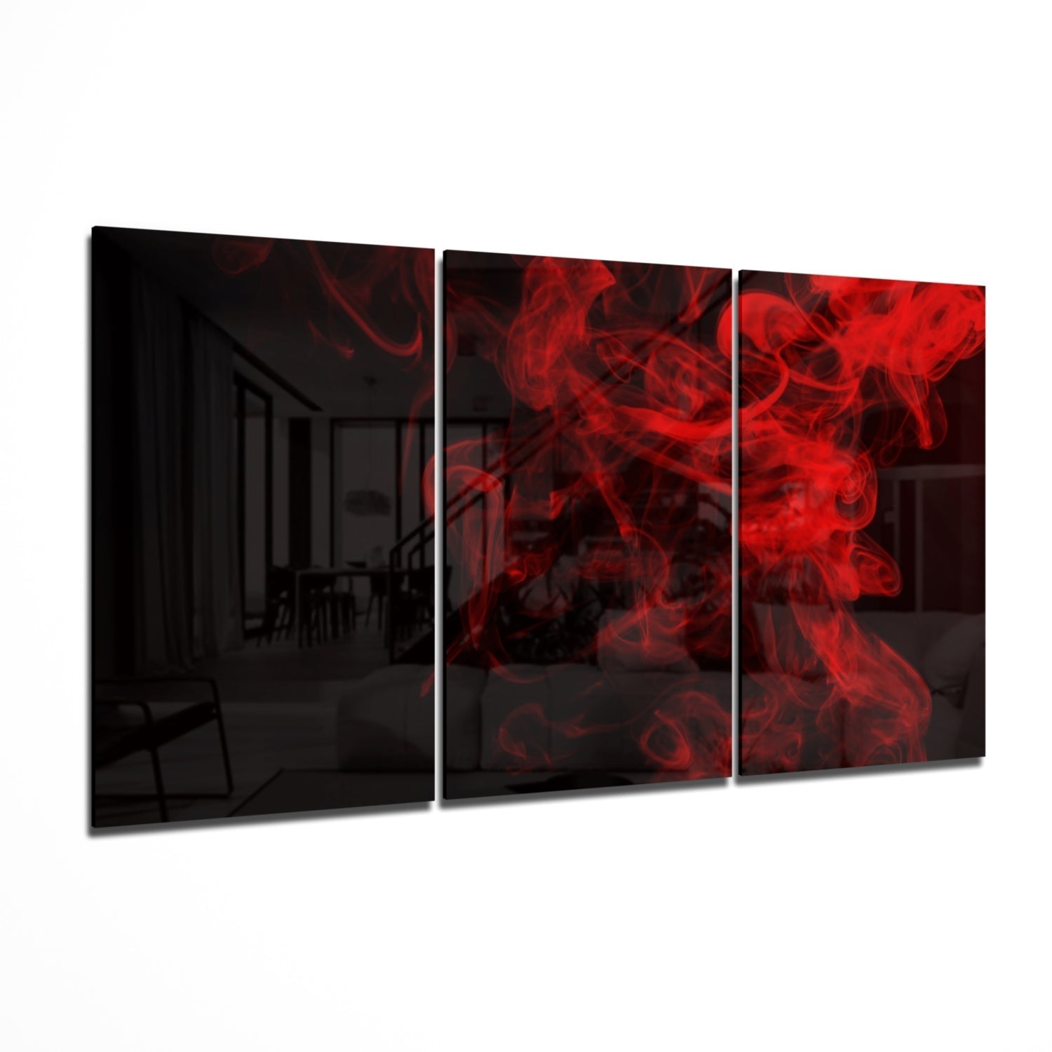 Red smoke glass wall art