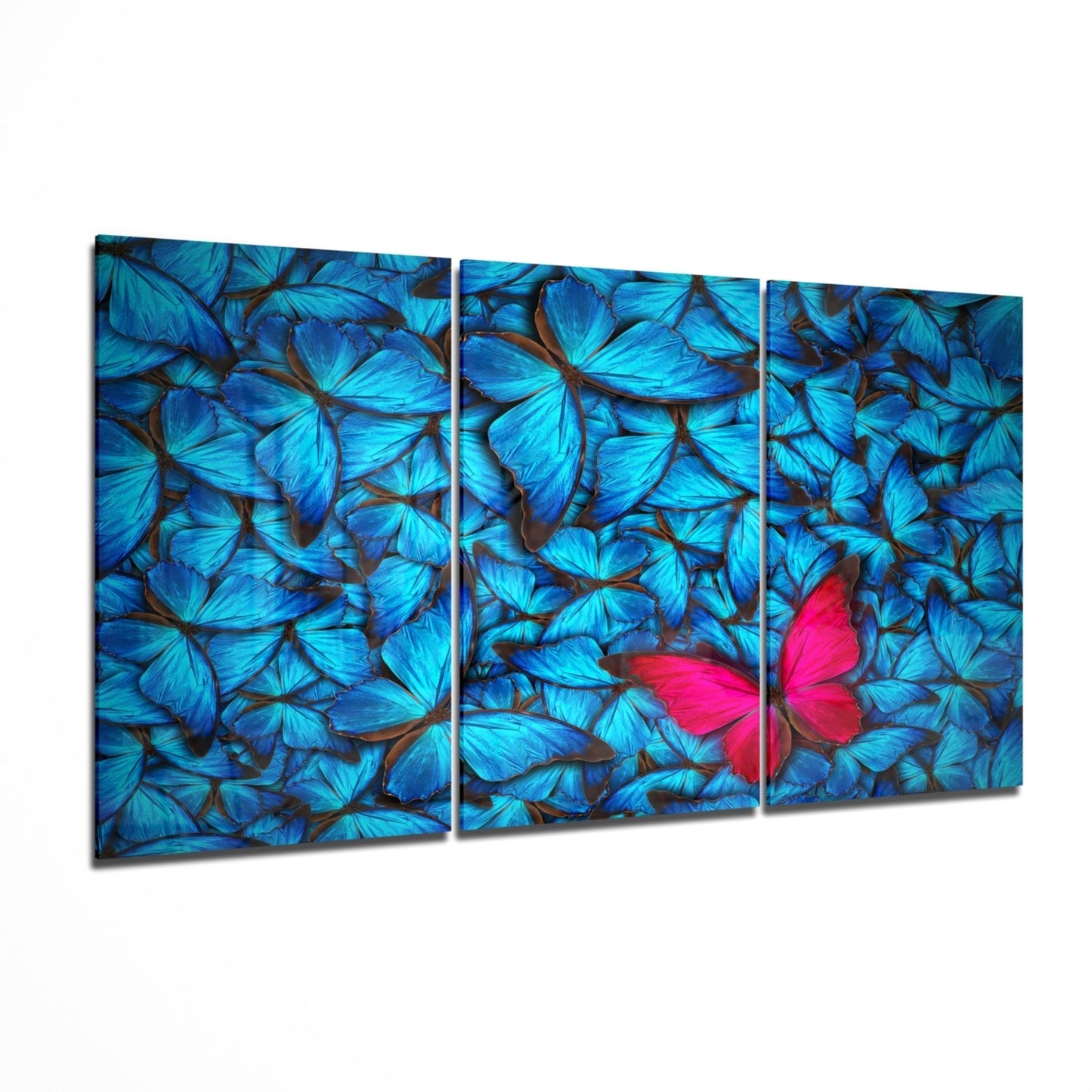 Butterfly glass wall art 3-piece set with vivid butterfly design