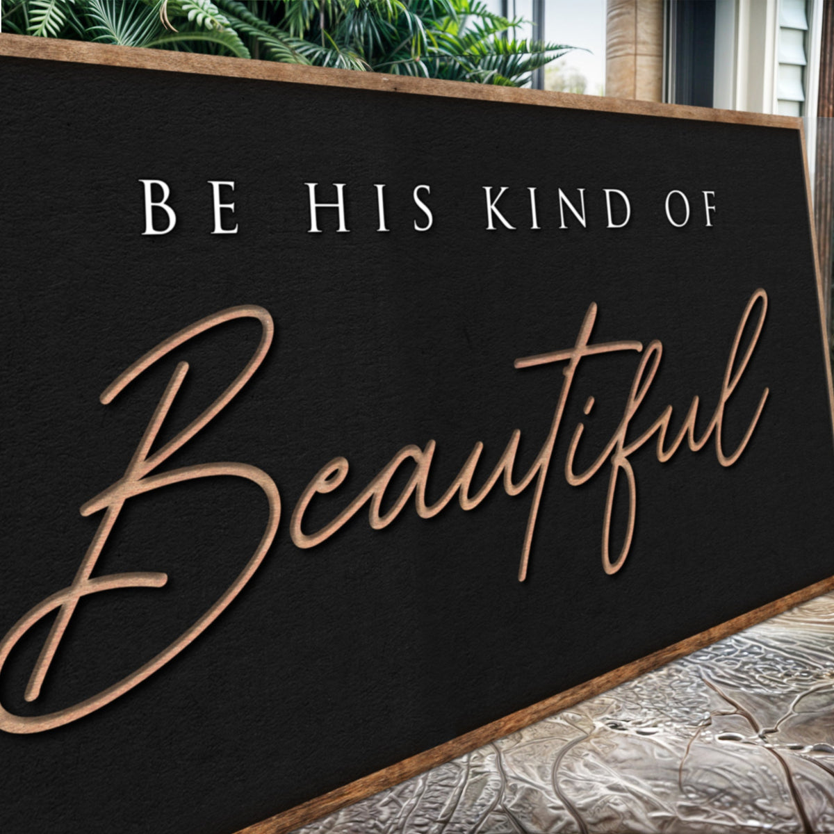 Be His Kind of Beautiful Black and Tan canvas shown in a styled room setting, view 4