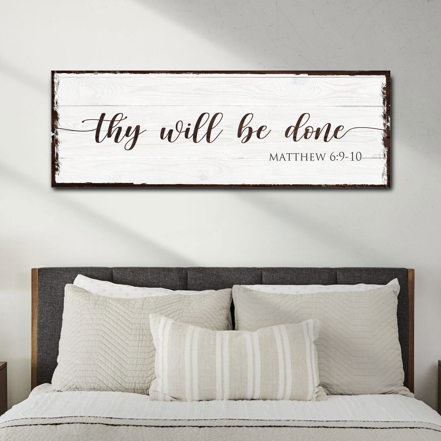 Thy Will Be Done faith canvas sign - vertical Christian scripture wall art