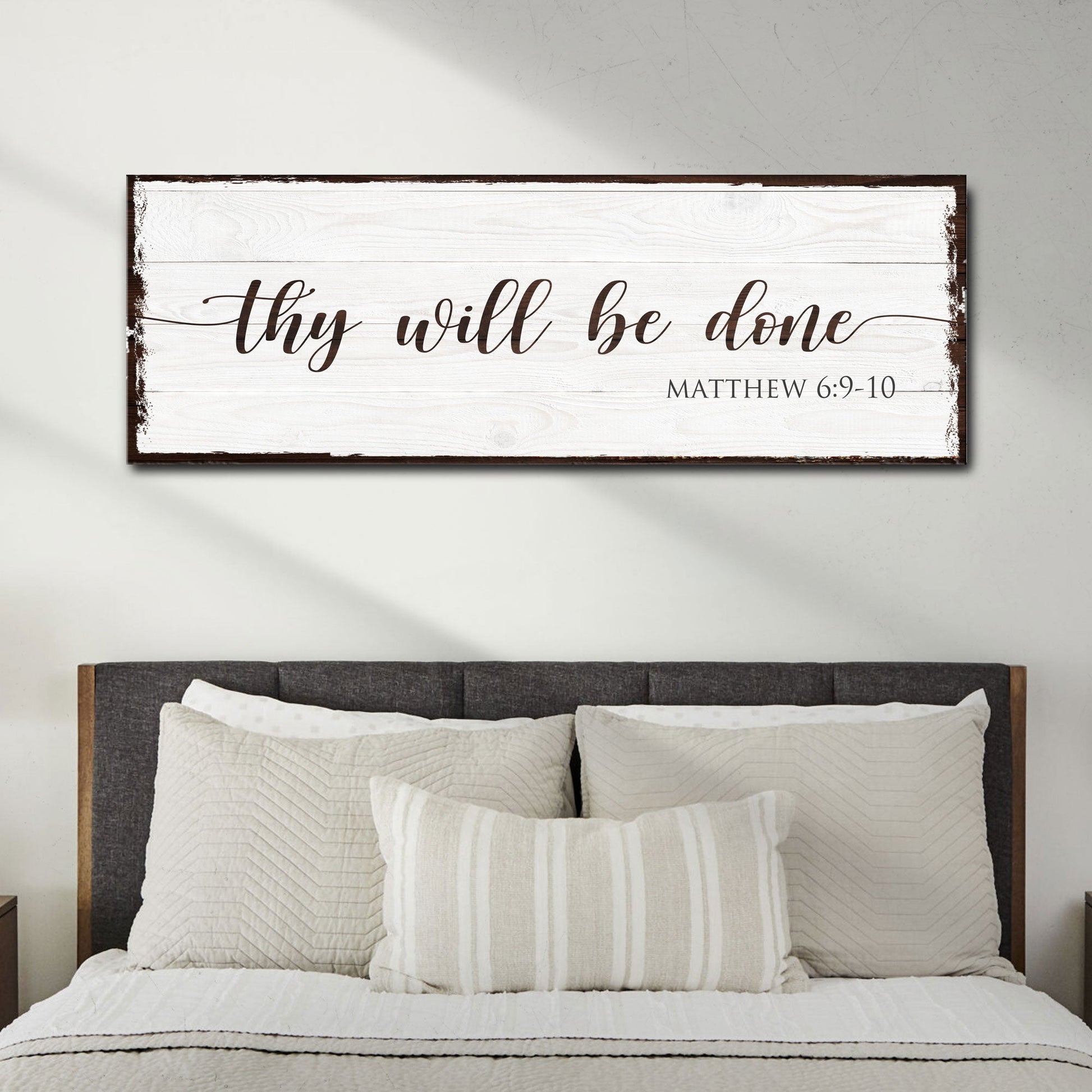 Thy Will Be Done faith canvas sign - vertical Christian scripture wall art