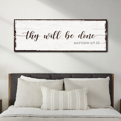Thy Will Be Done faith canvas sign - vertical Christian scripture wall art