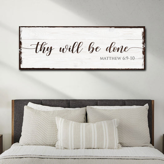 Thy Will Be Done faith canvas sign - vertical Christian scripture wall art