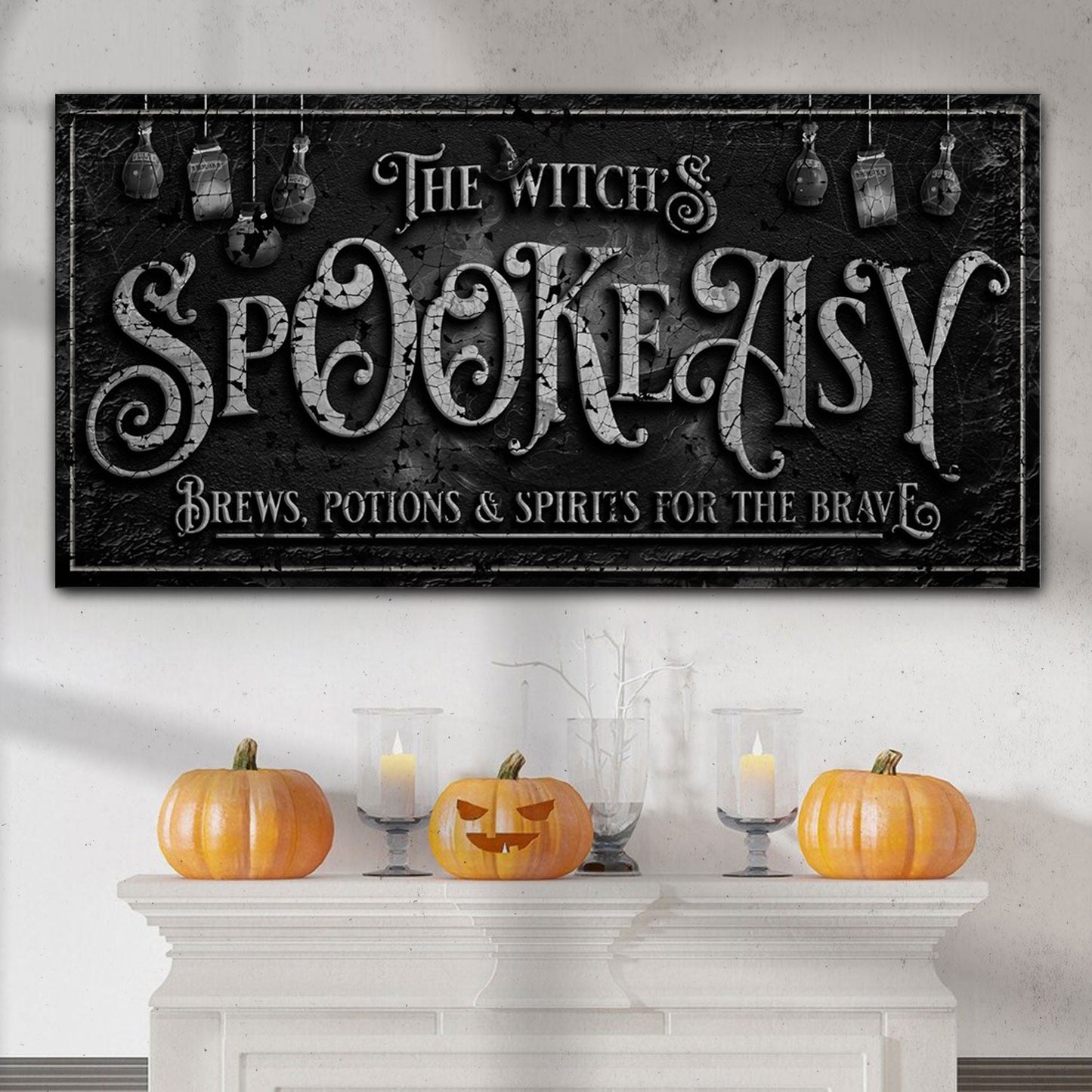 Witch's Speakeasy Bar Halloween Canvas Wall Art