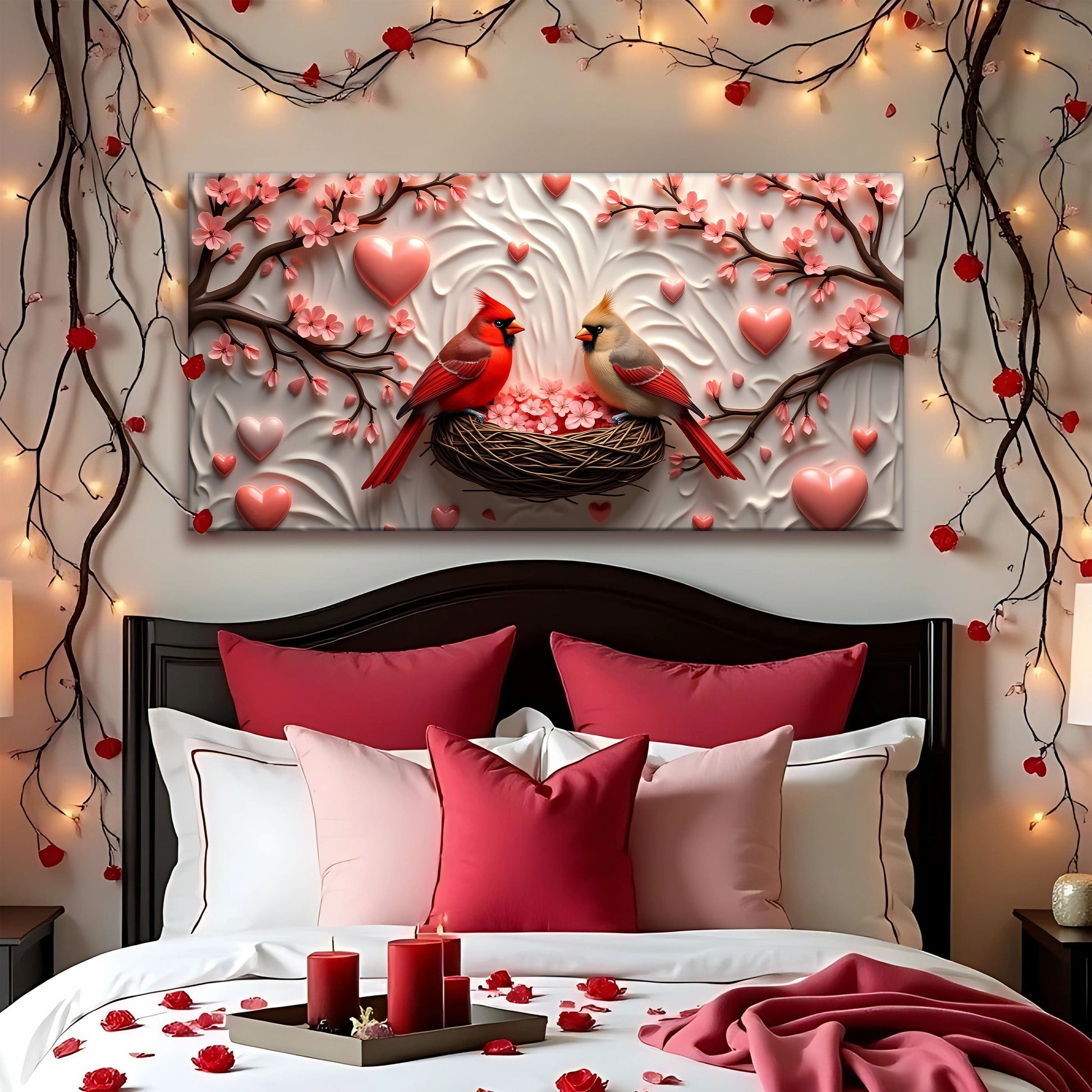 3D layered cardinals canvas wall art