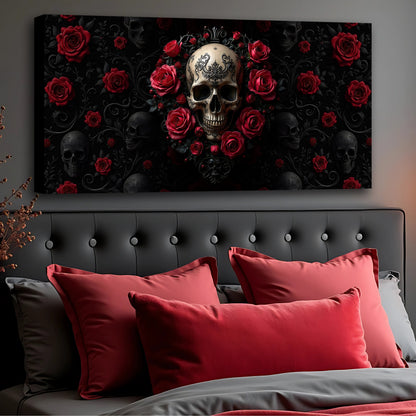 3D Rose and Skull Canvas Wall Art III
