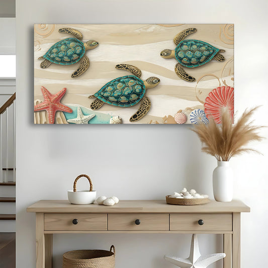 3D layered coastal canvas wall art