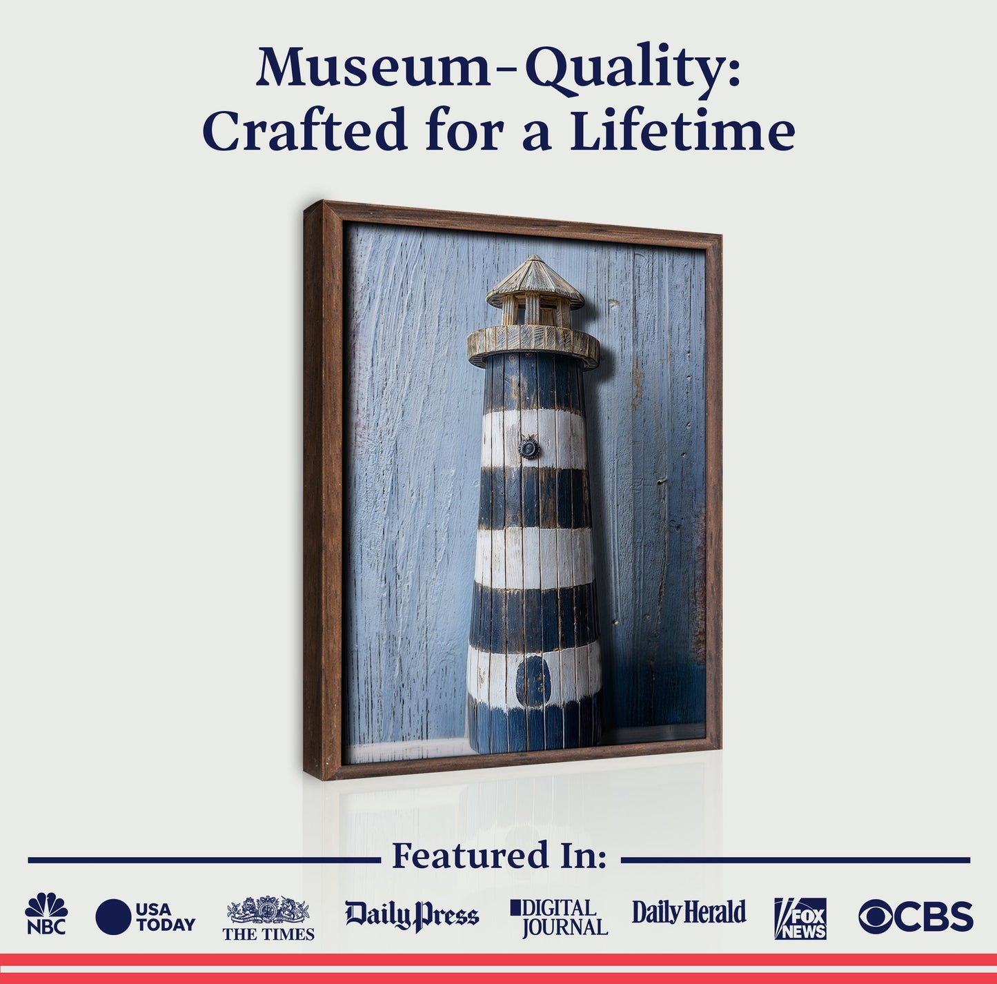 Wooden Lighthouse Coastal Canvas Wall Art