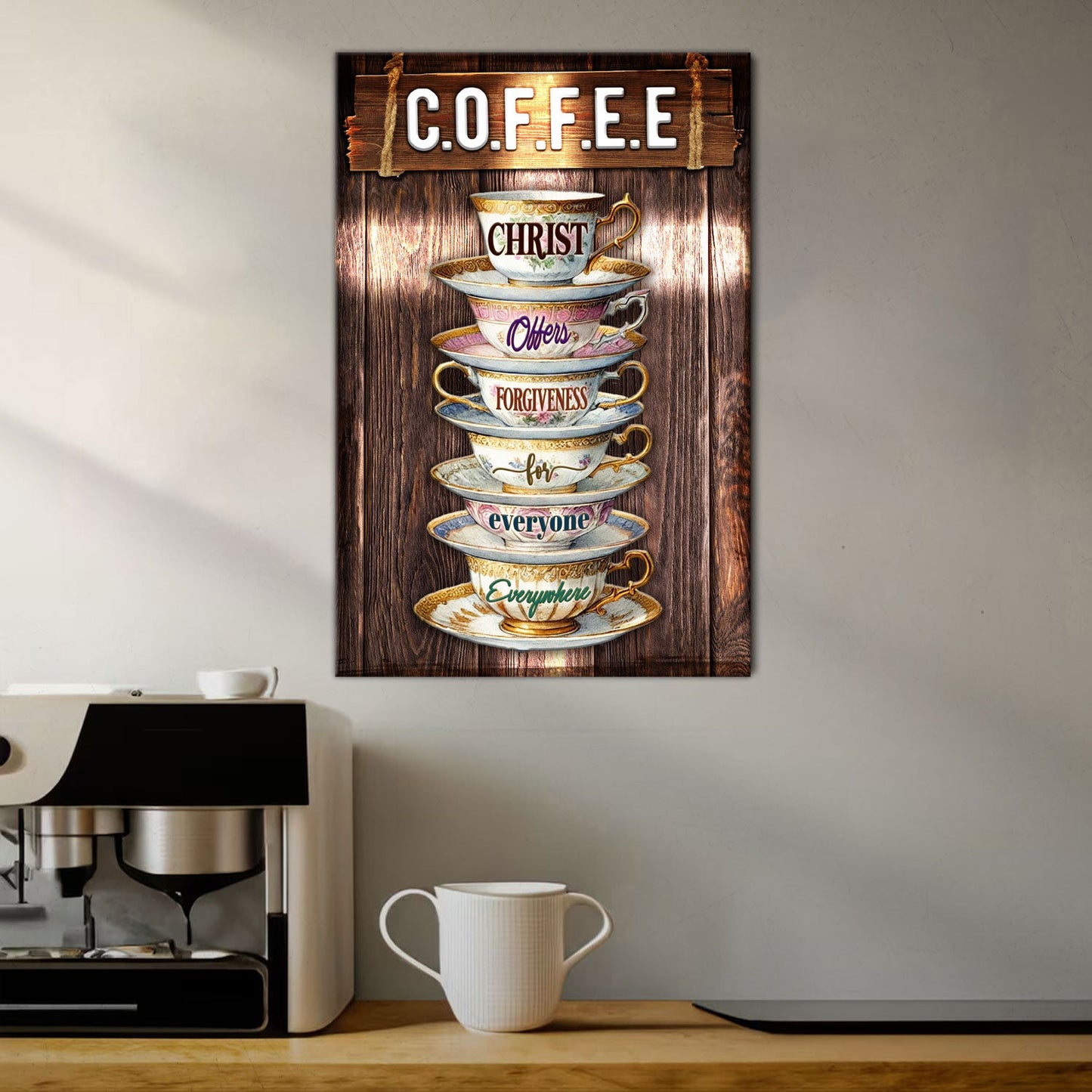 C.O.F.F.E.E faith sign canvas wall art variant VIII with morning devotion message