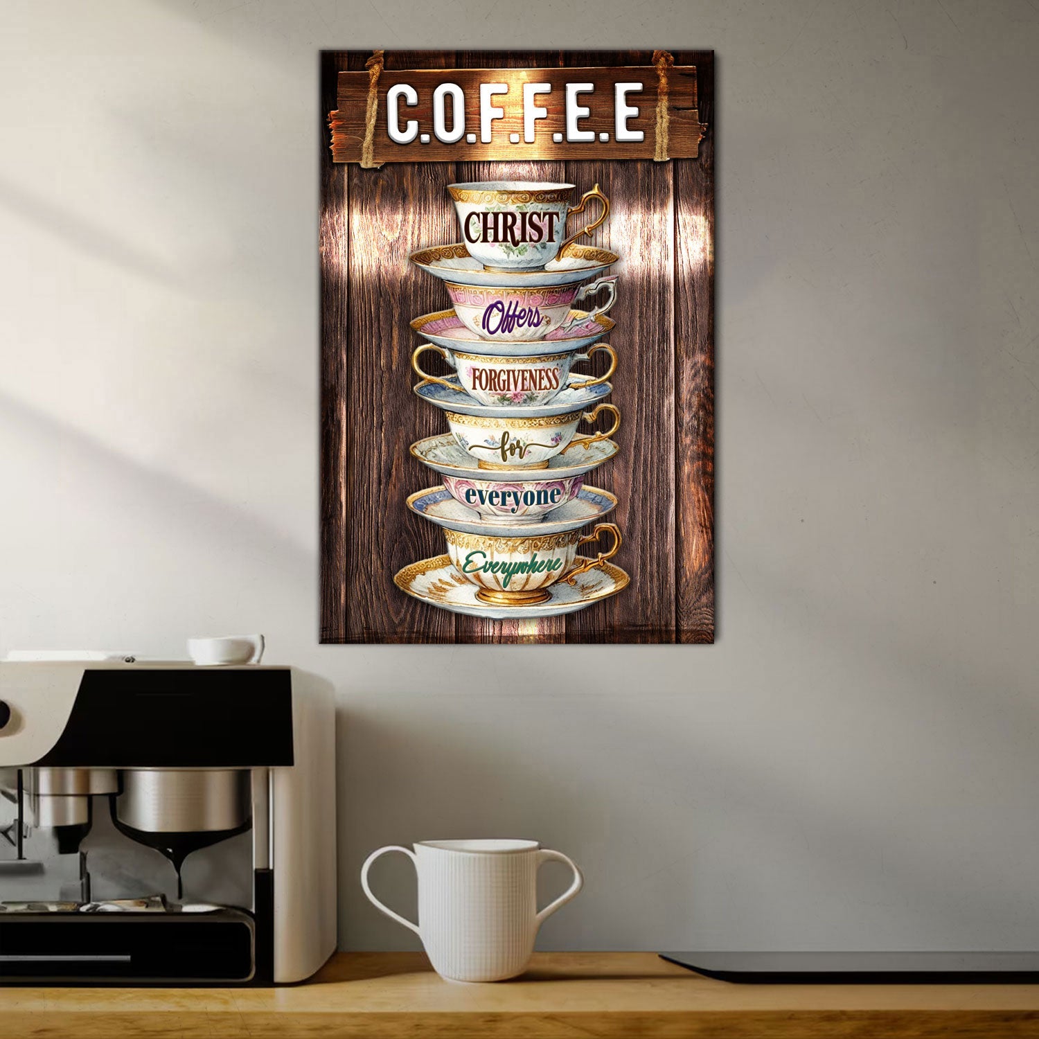 C.O.F.F.E.E faith sign canvas wall art variant VIII with morning devotion message