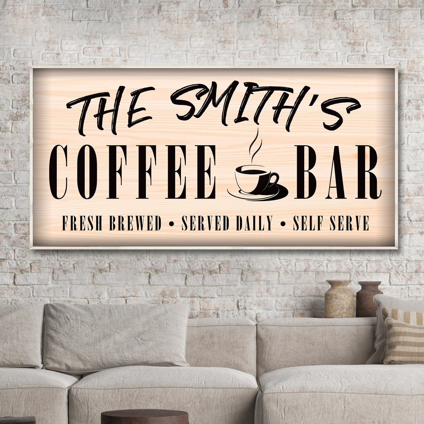 Personalized Coffee Bar canvas sign for home coffee stations