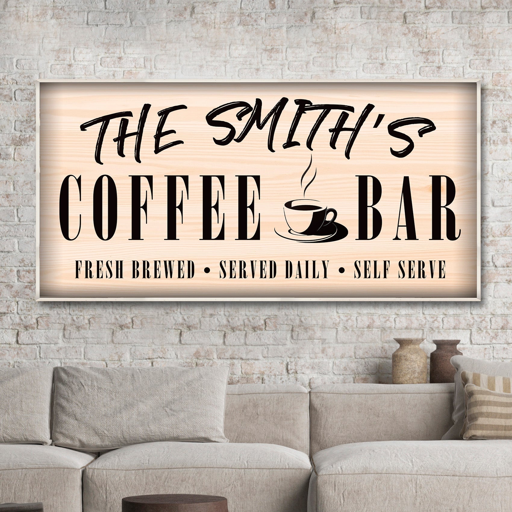 Personalized Coffee Bar canvas sign for home coffee stations
