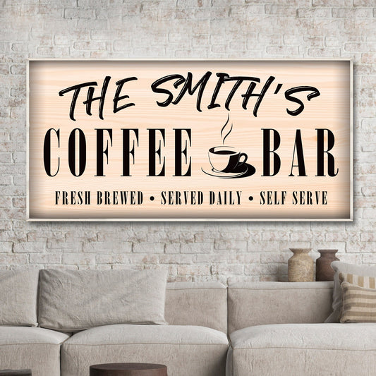 Personalized Coffee Bar canvas sign for home coffee stations