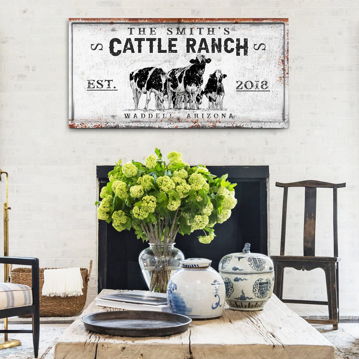 Cattle Ranch Sign Canvas Wall Art Western Decor