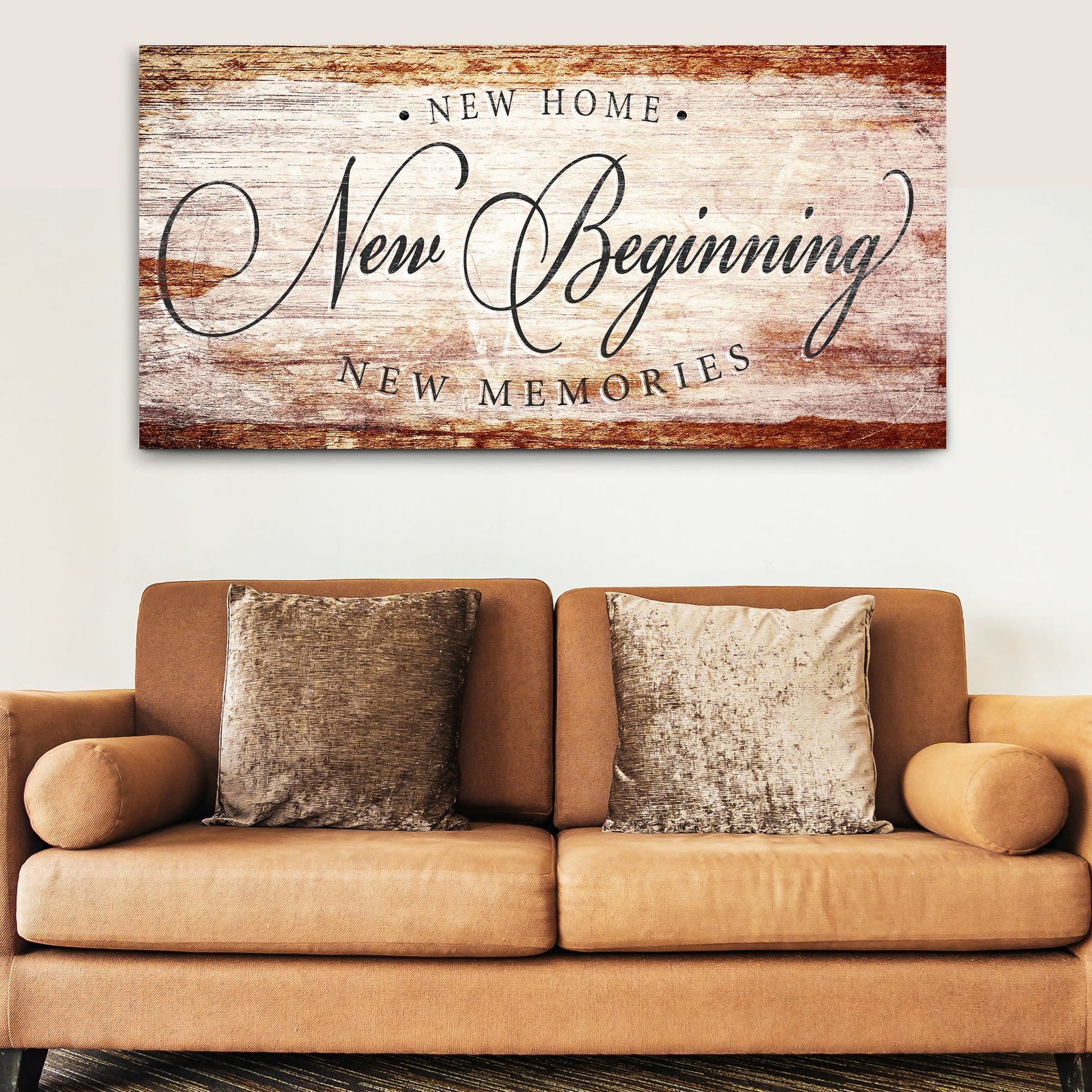 New Home New Beginning New Memories canvas wall art housewarming gift