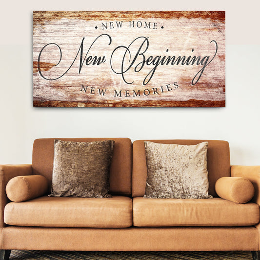 New Home New Beginning New Memories canvas wall art housewarming gift