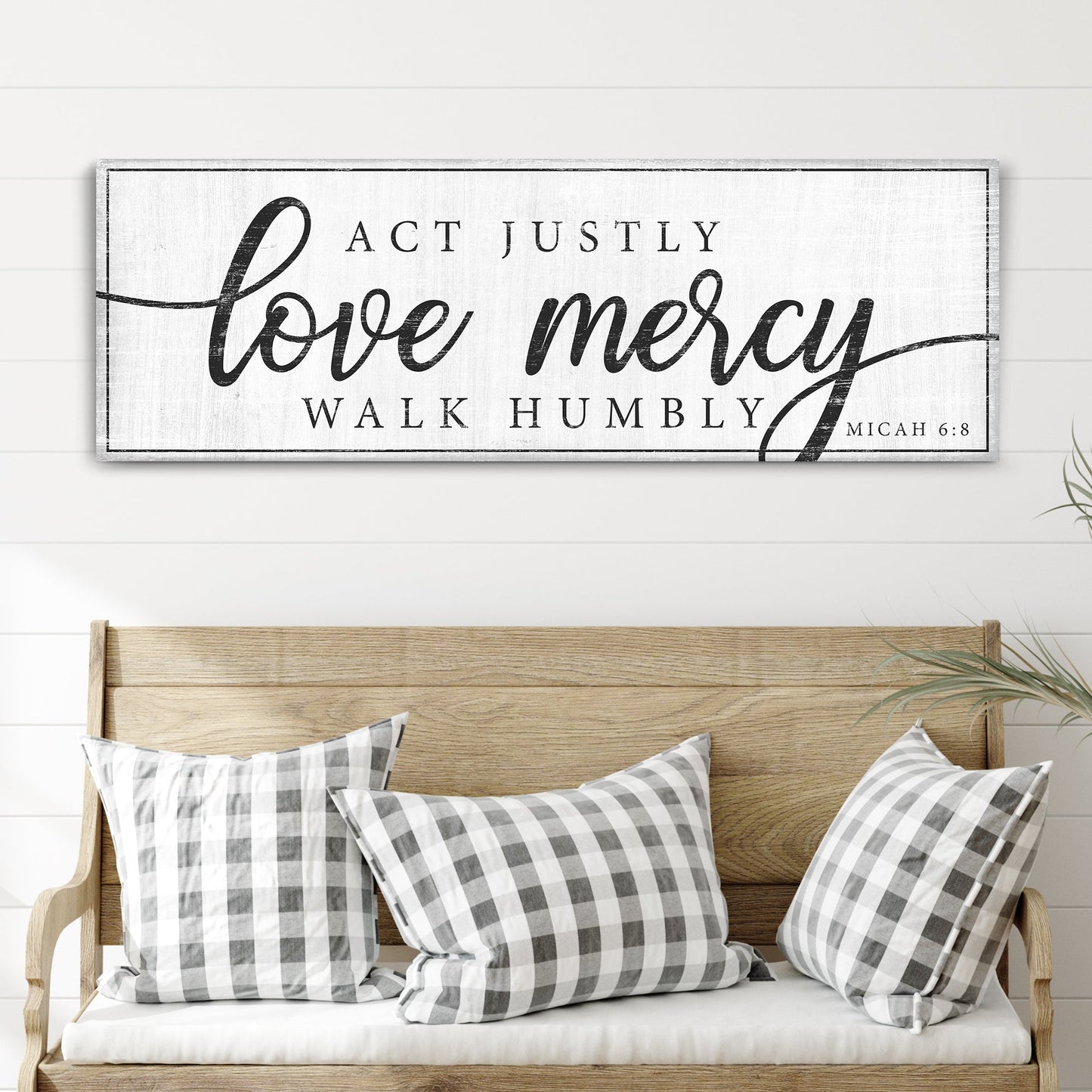 Act justly love mercy walk humbly faith sign canvas