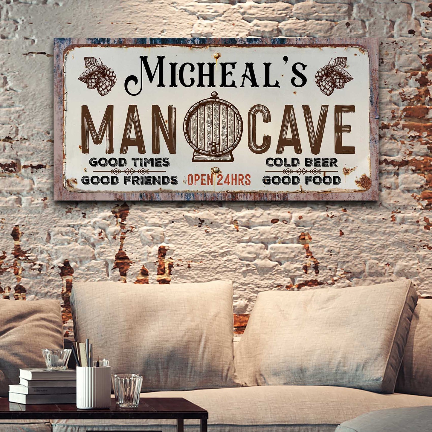 Personalized Man Cave Canvas Sign