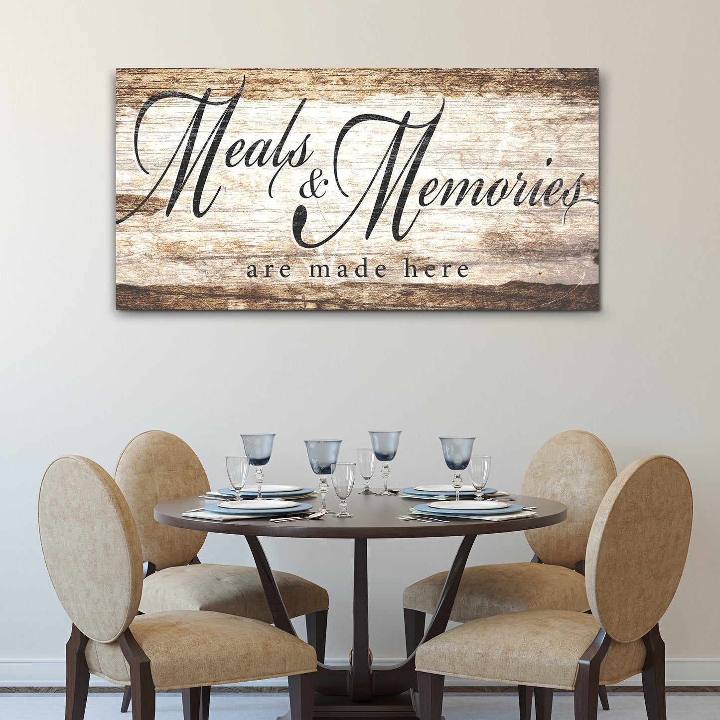 Meals and Memories Are Made Here Kitchen Canvas Wall Art