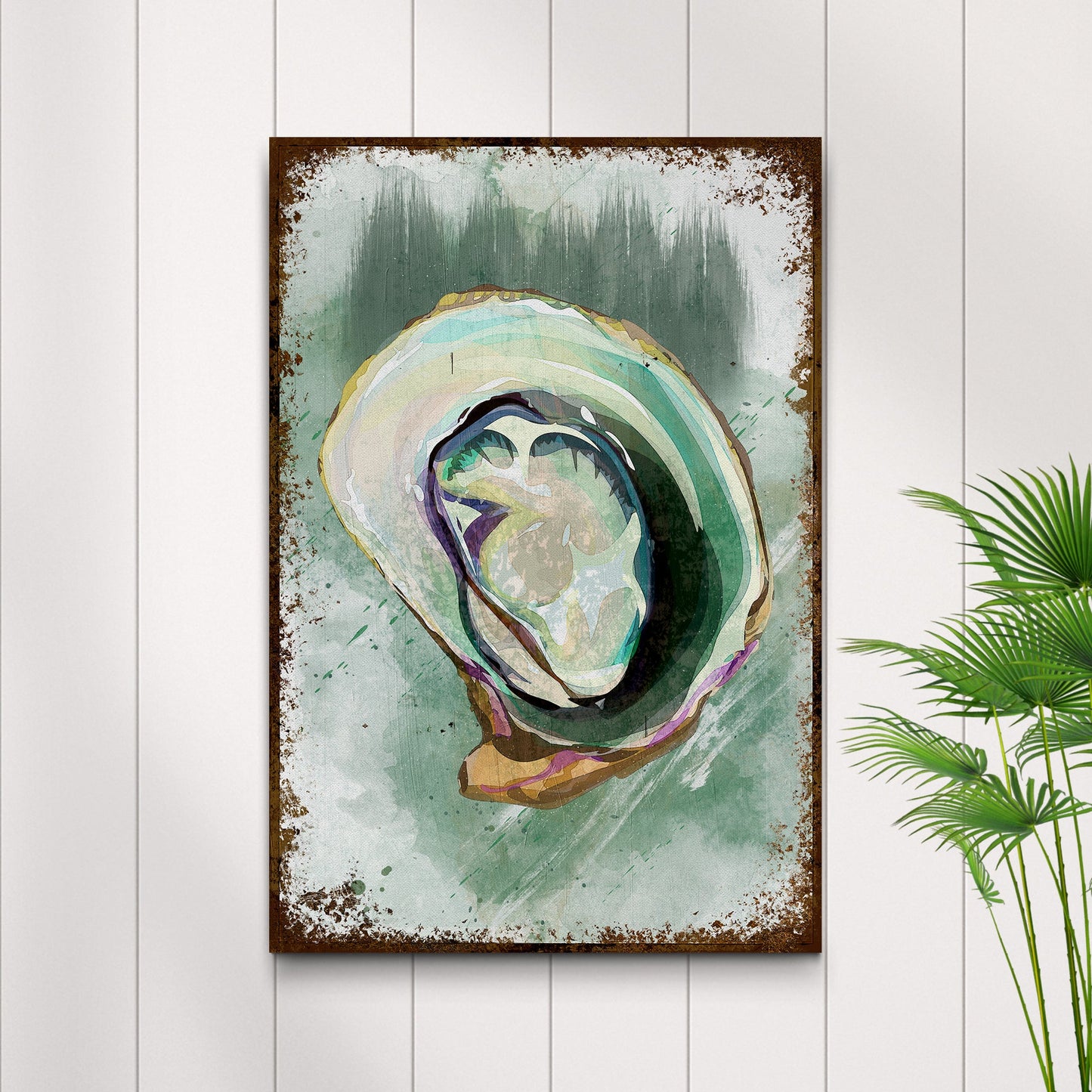 Oyster Shell Abstract Watercolor Canvas Wall Art