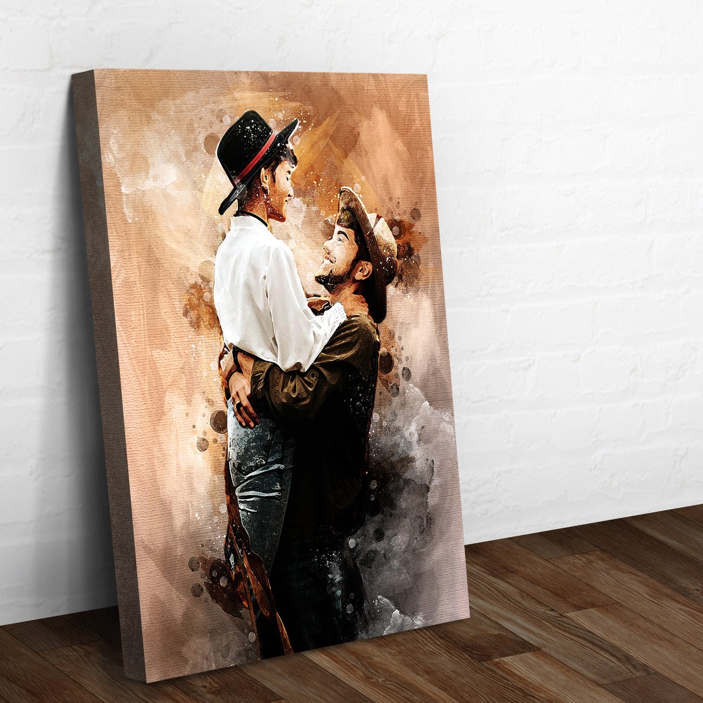 Personalized Couple Watercolor Portrait Canvas Sign