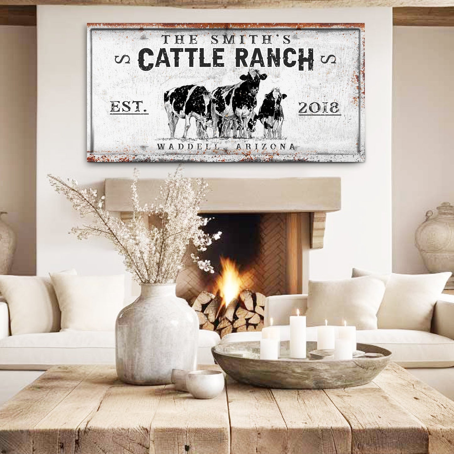Cattle Ranch Sign Canvas Wall Art Western Decor