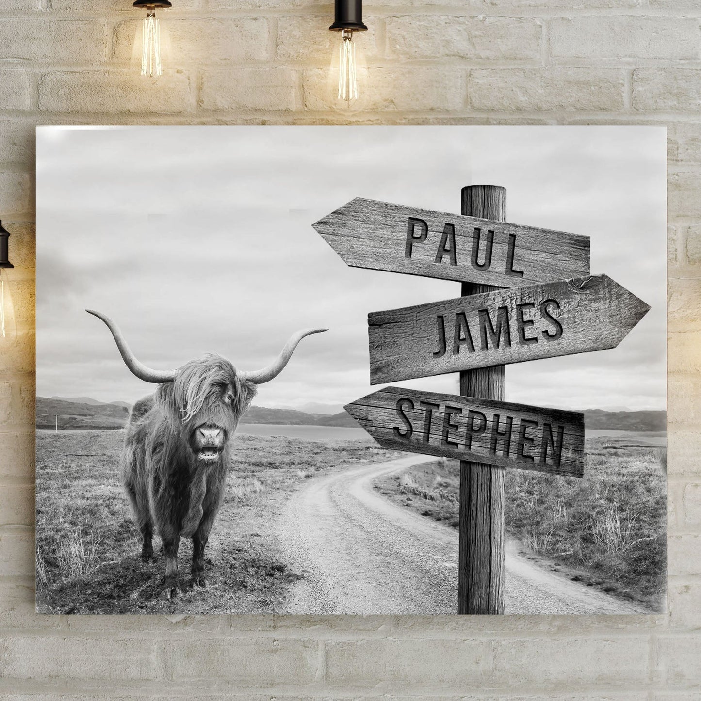Personalized Highland Cow Family Canvas Sign