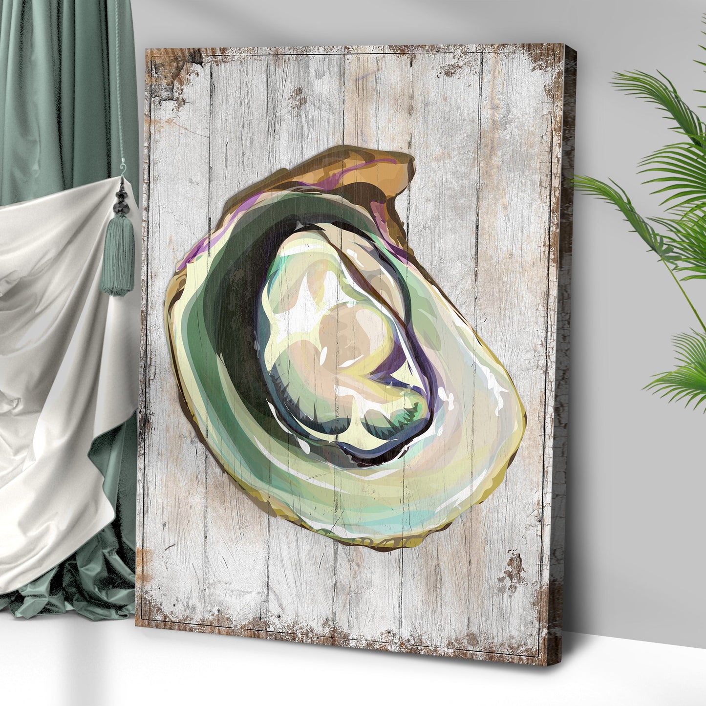 Oyster Shell Coastal Canvas Wall Art