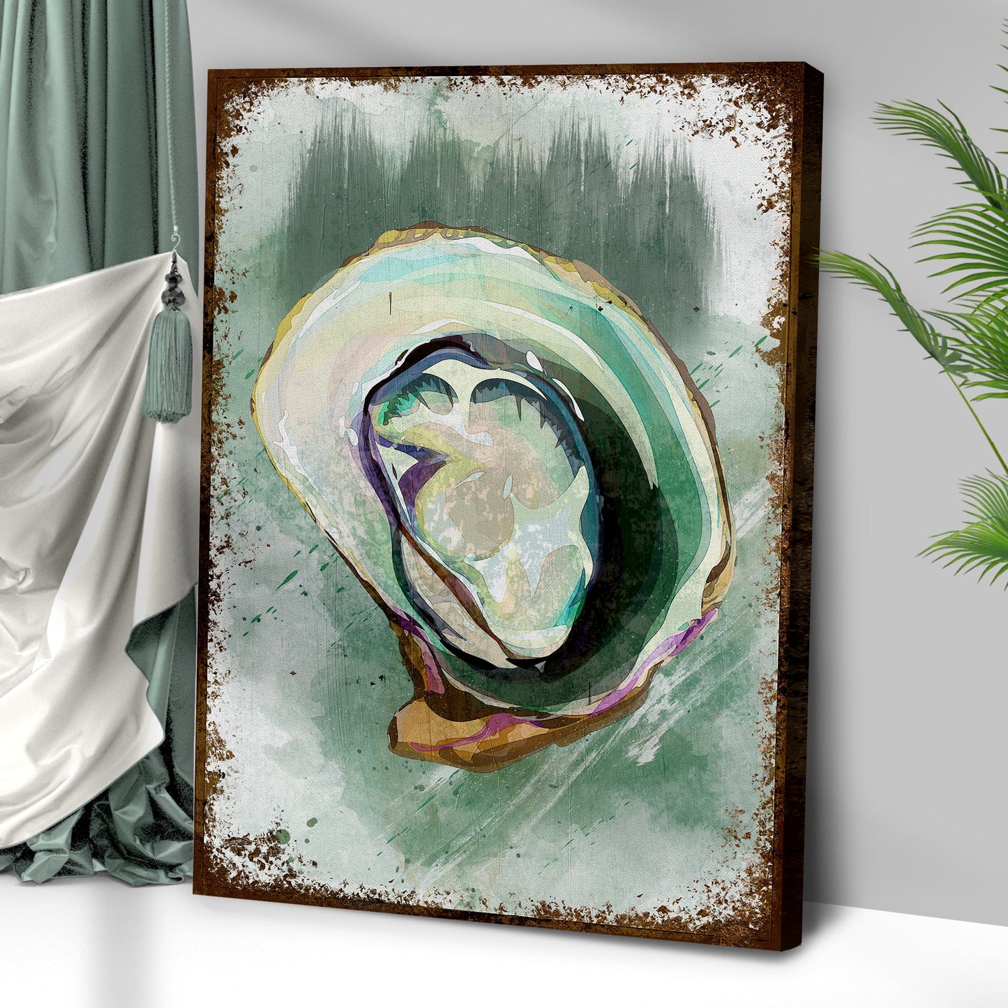 Oyster Shell Abstract Watercolor Canvas Wall Art