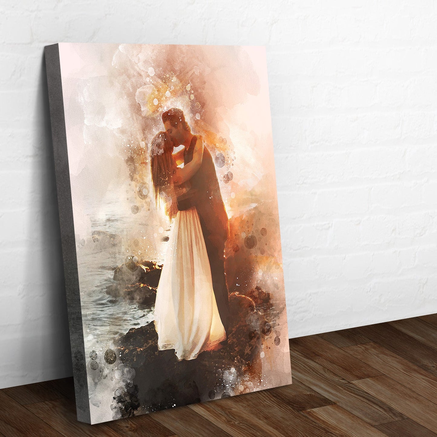 Personalized Couple Watercolor Portrait Canvas Sign