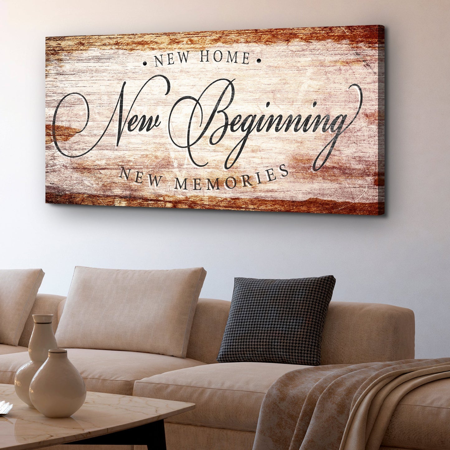 New Home New Beginning New Memories Canvas Wall Art