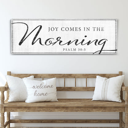 Joy Comes in the Morning Script White canvas shown in a styled room setting, view 3