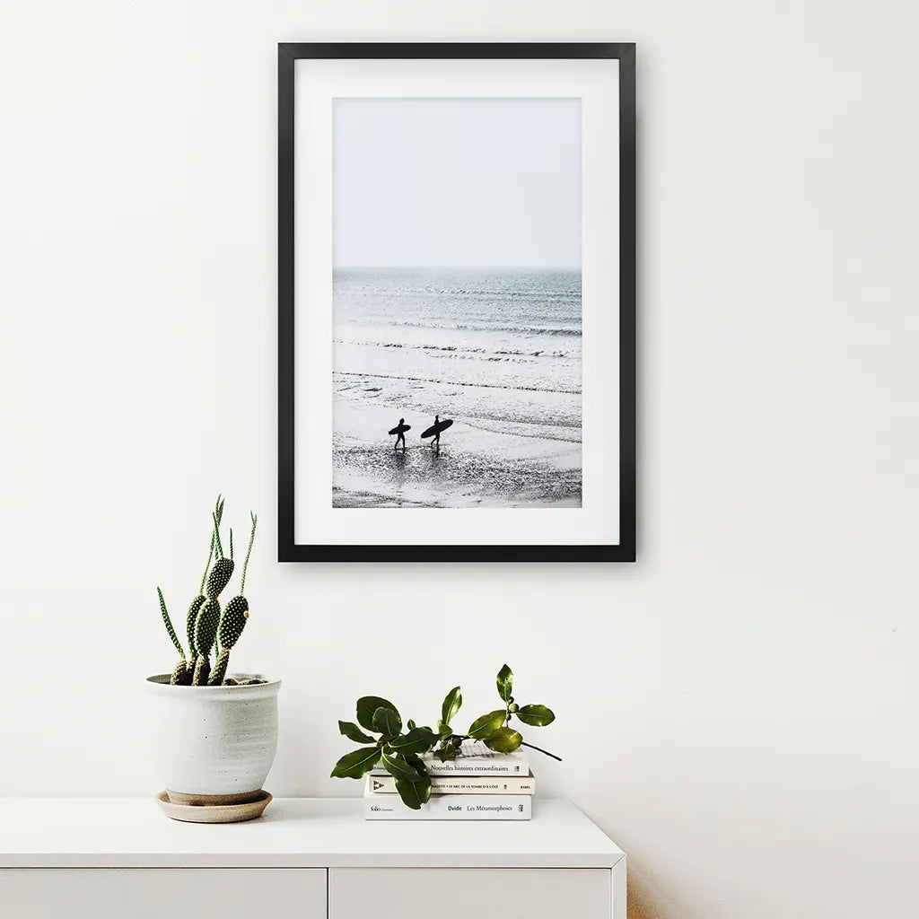 Malibu Surfers on the Beach Print - Coastal Wall Art