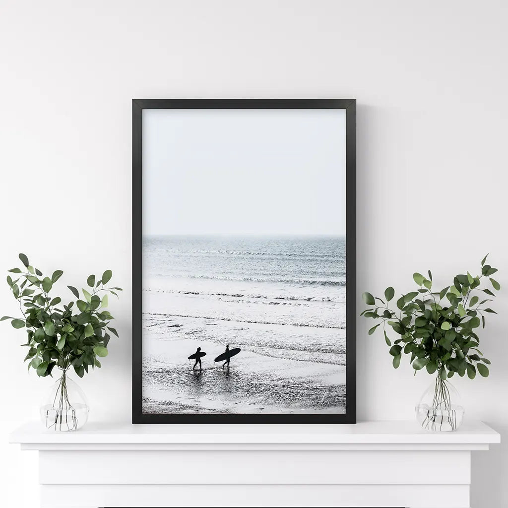 Malibu Surfers on the Beach Print - Coastal Wall Art