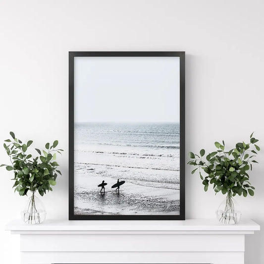 Malibu Surfers on the Beach Print - Coastal Wall Art