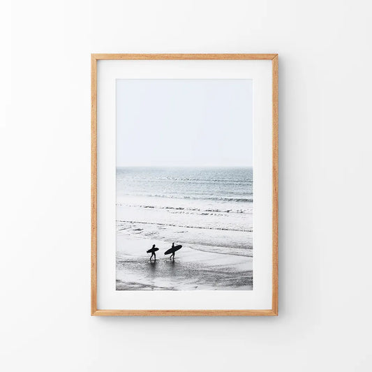 Malibu surfers on the beach coastal wall art print