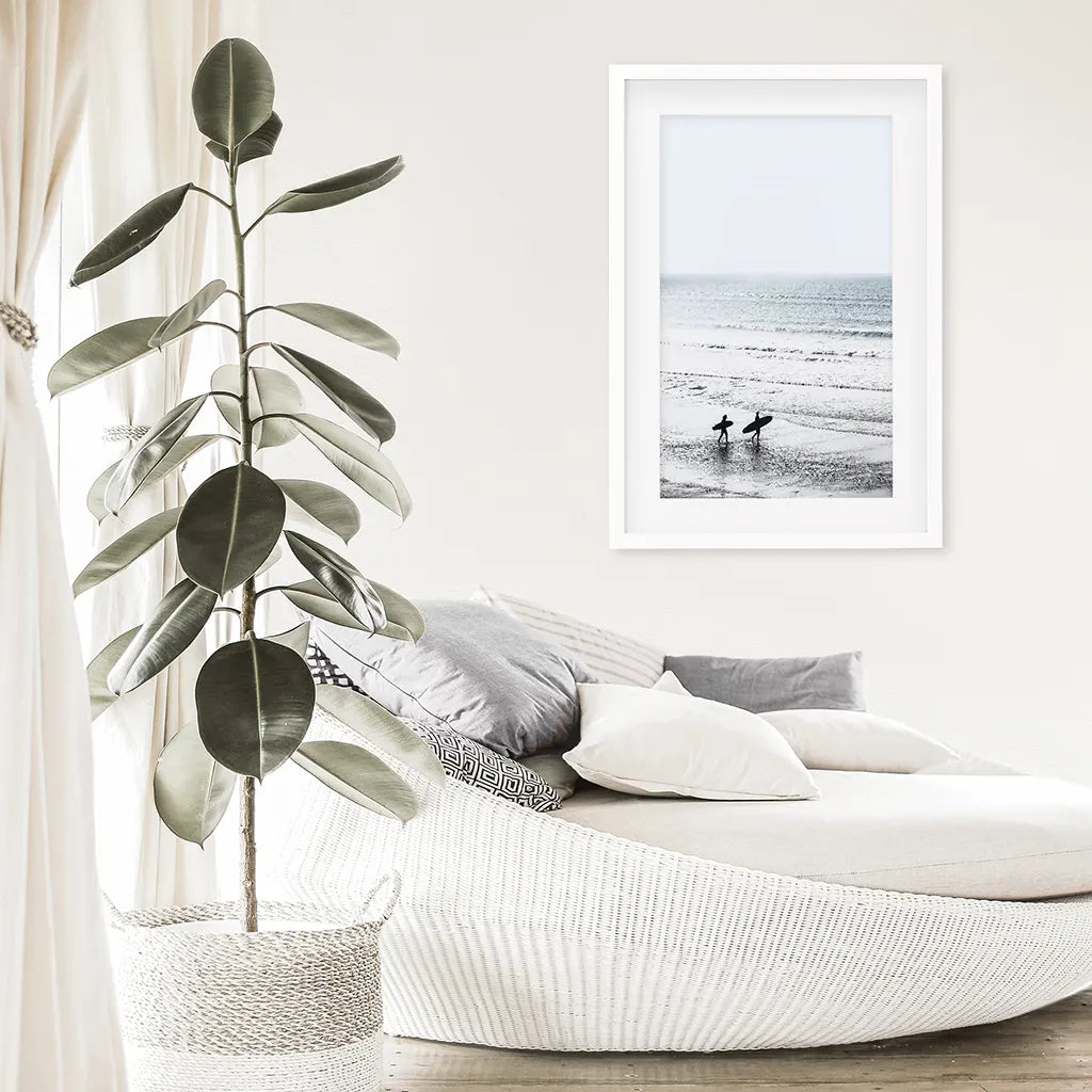 Malibu Surfers on the Beach Print - Coastal Wall Art