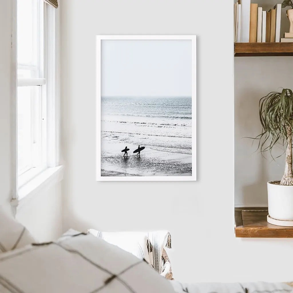 Malibu Surfers on the Beach Print - Coastal Wall Art