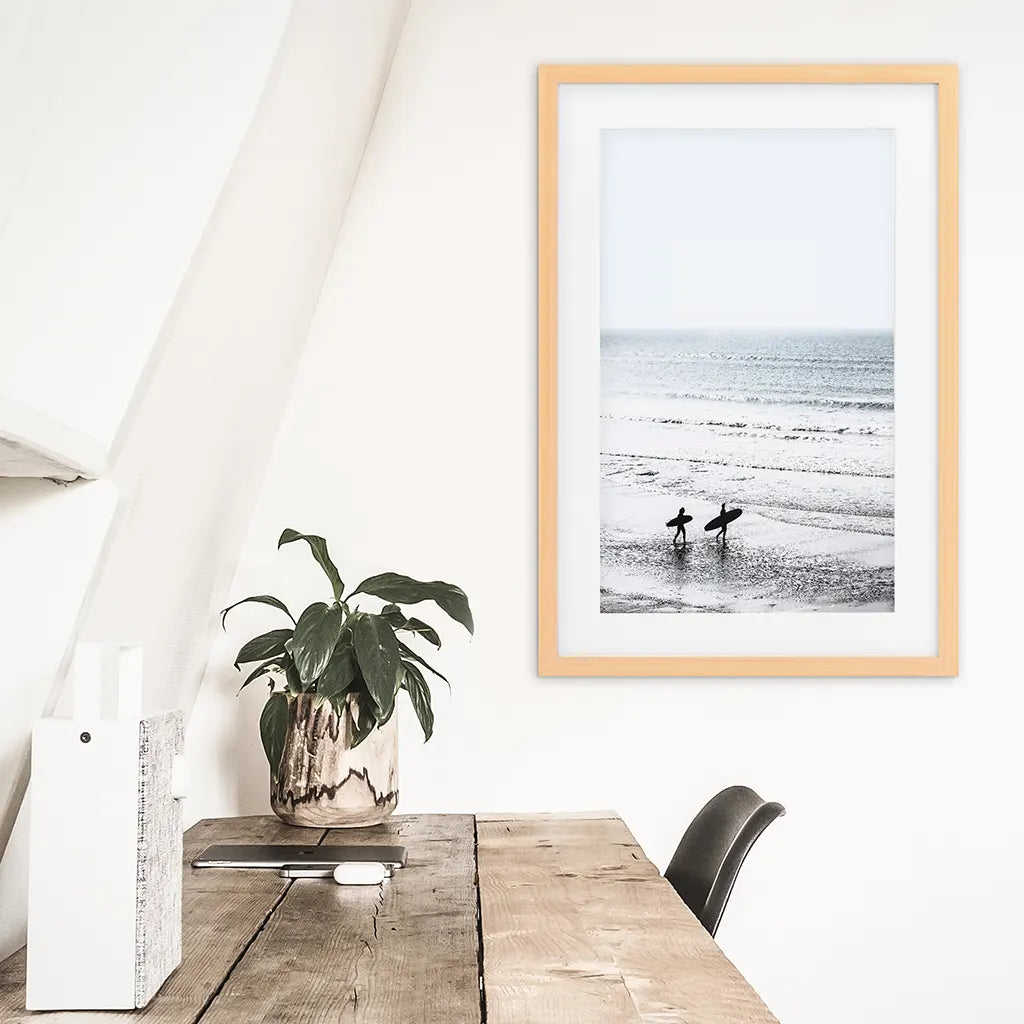 Malibu Surfers on the Beach Print - Coastal Wall Art