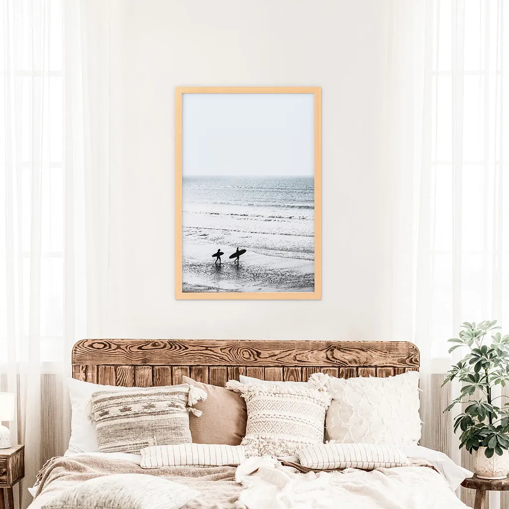 Malibu Surfers on the Beach Print - Coastal Wall Art