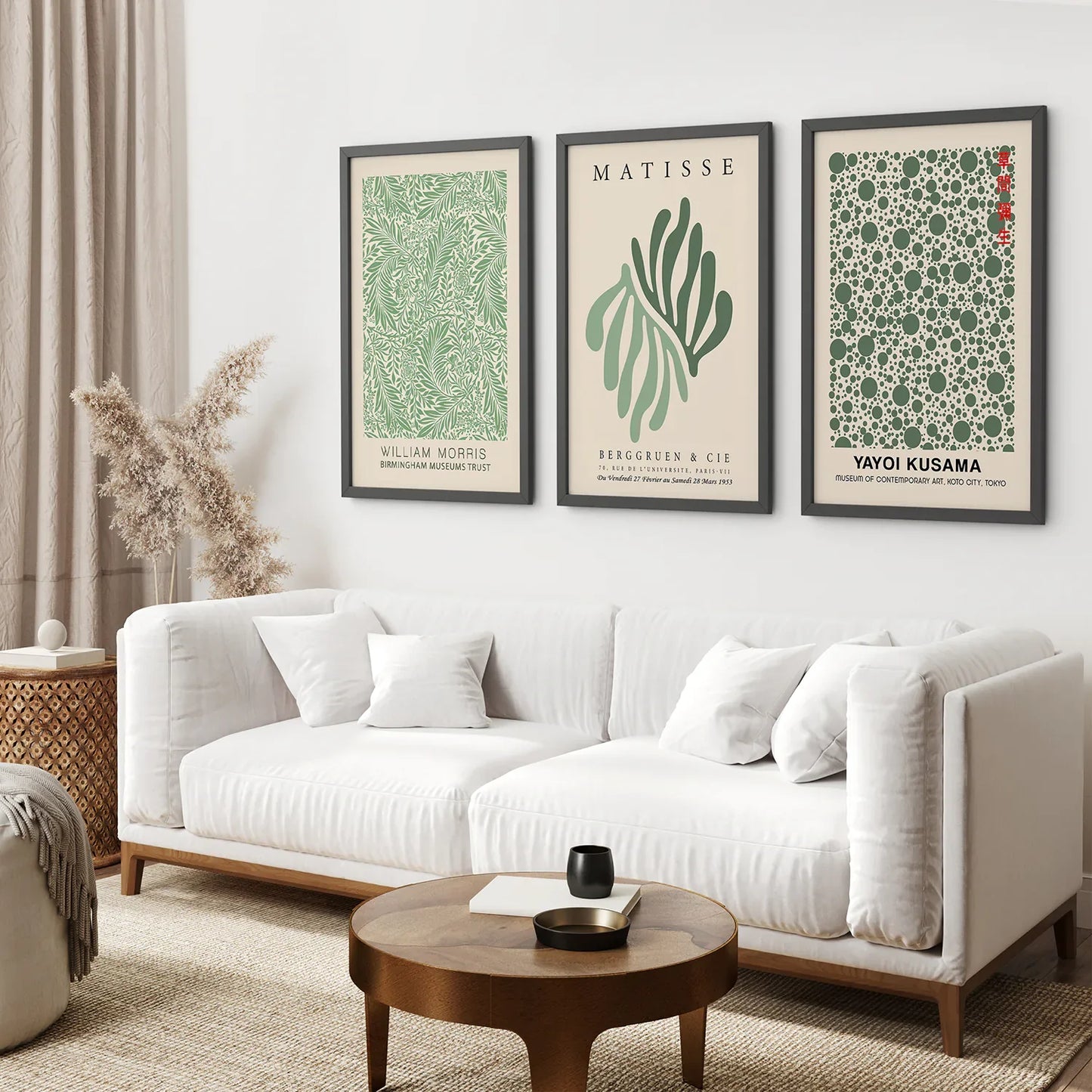 Sage Green Abstract Figure Wall Art Set of 3 Prints