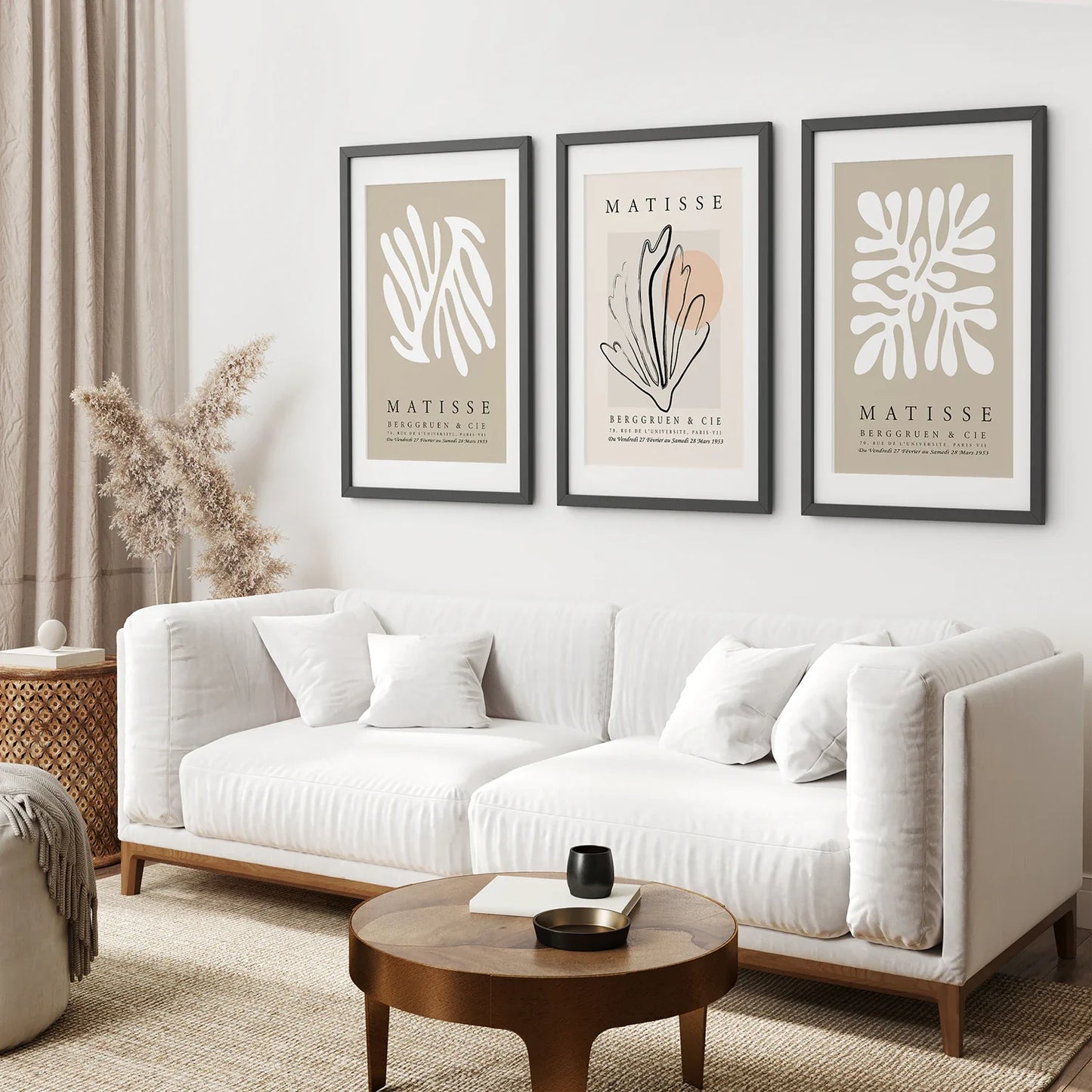 Set of 3 Neutral Abstract Cut-Out Prints - Modern Wall Art