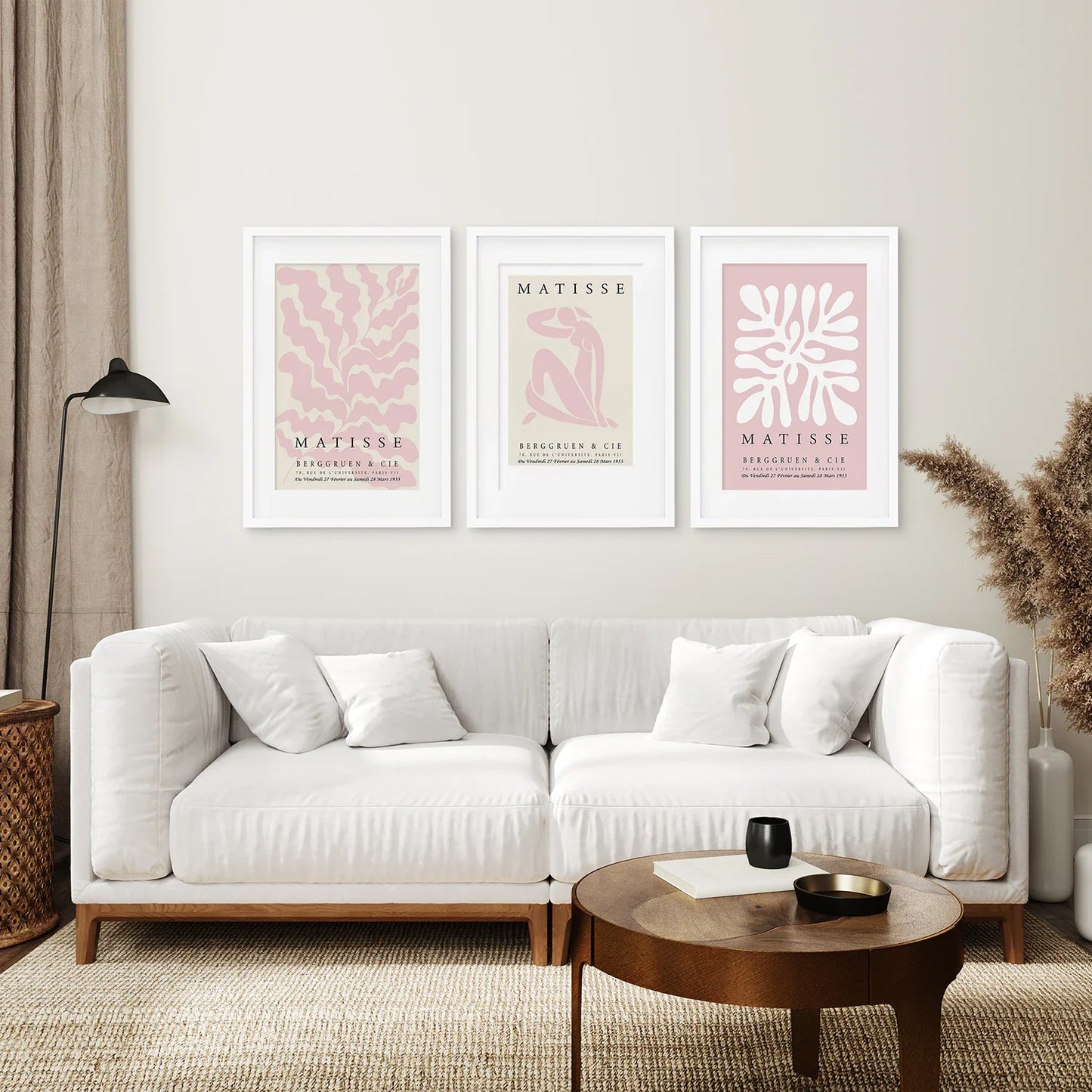 Blush Pink Abstract Wall Art Set of 3, Modern Prints