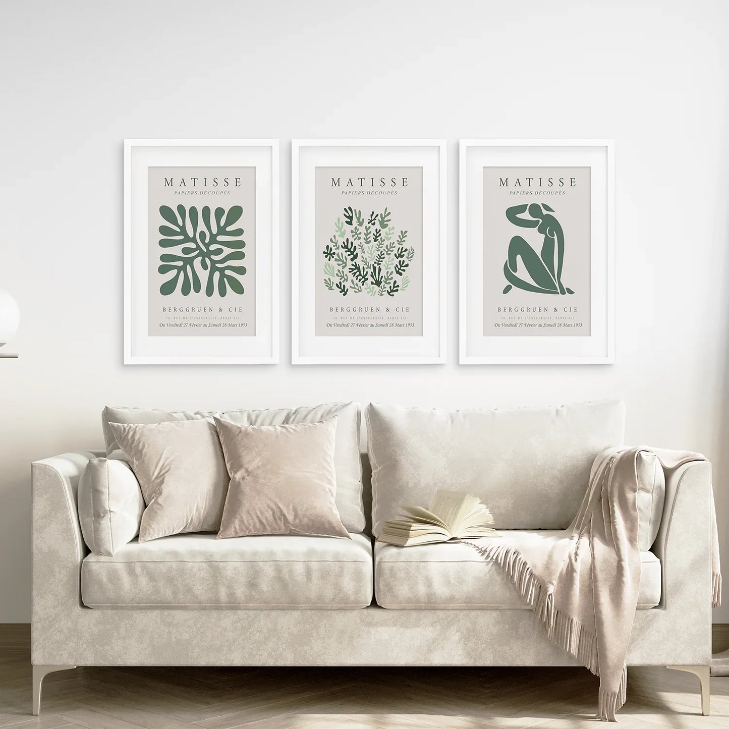 Sage Green Abstract Wall Art Set of 3 Prints