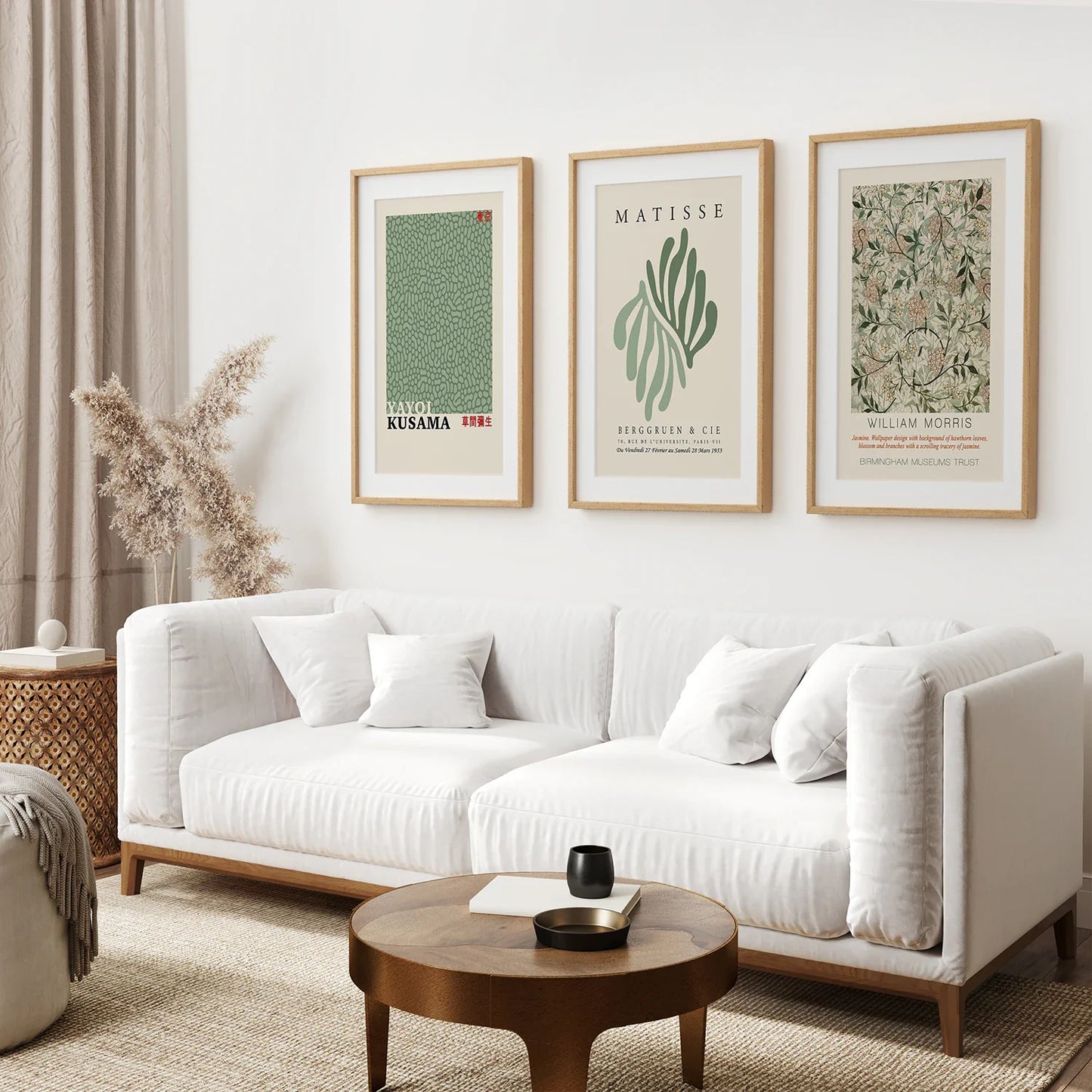 Sage Green Abstract Wall Art Set of 3, Modern Gallery