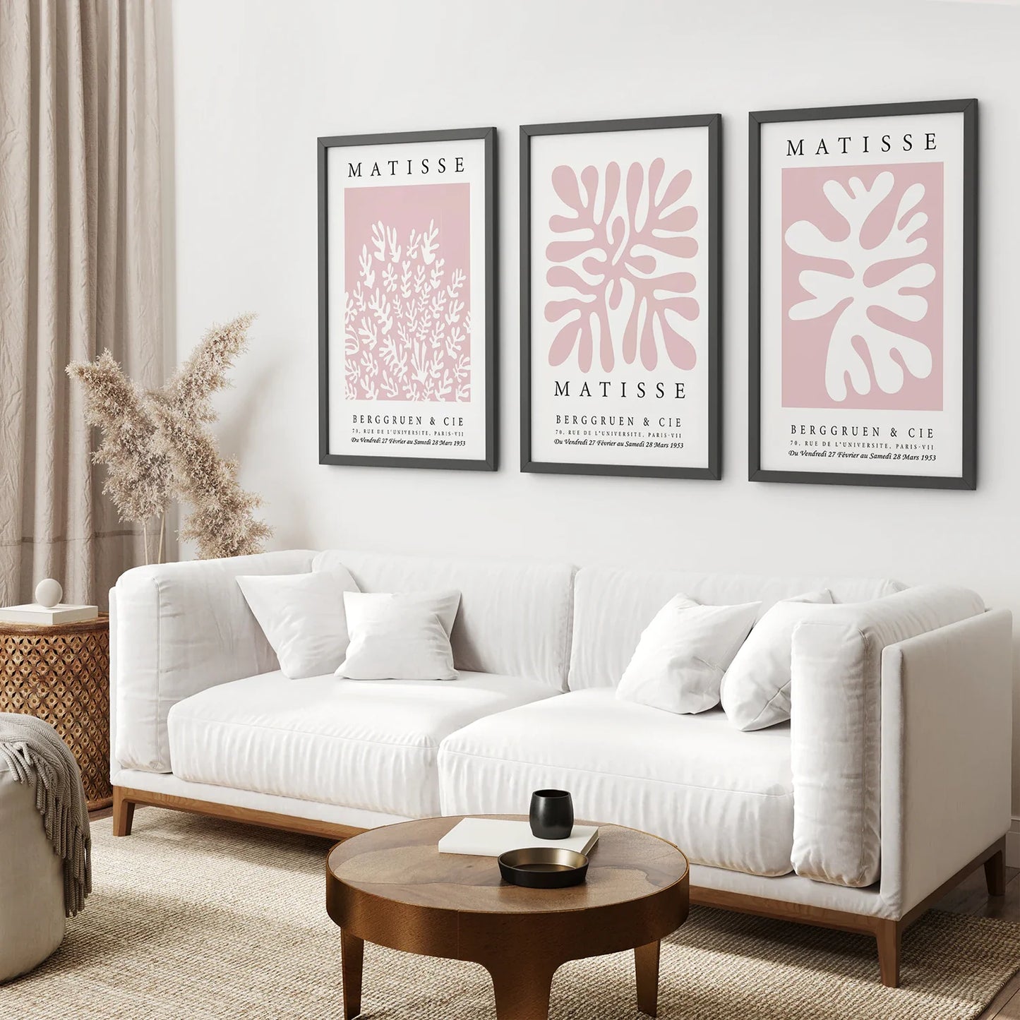 Abstract Cut-Out Wall Art Set of 3, Pink Neutral Prints