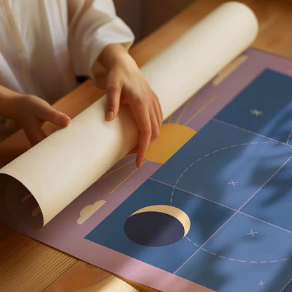 Celestial Harmony Sun and Moon Wall Art Print